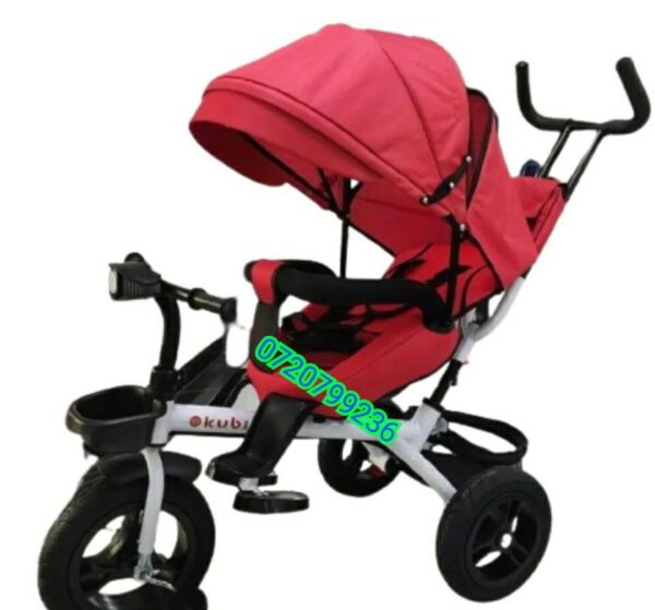 Tricicleta copii 4in1 cu scaun rotativ si roti cauciuc Rosu