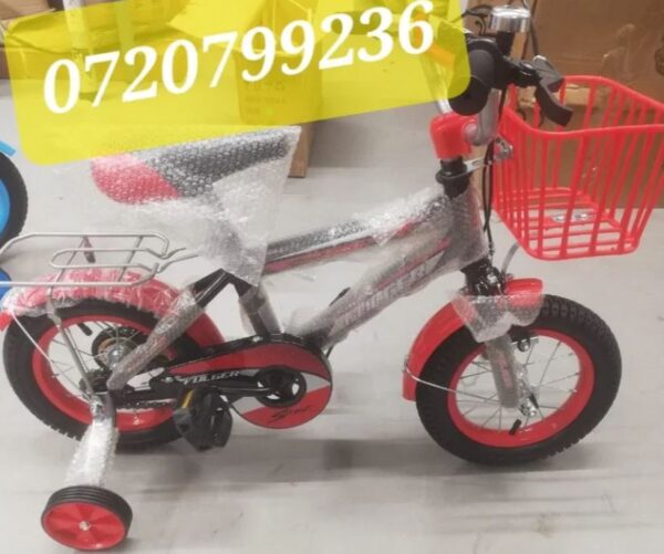 Bicicleta 12'' cu roti ajutatoare si cos Rosu