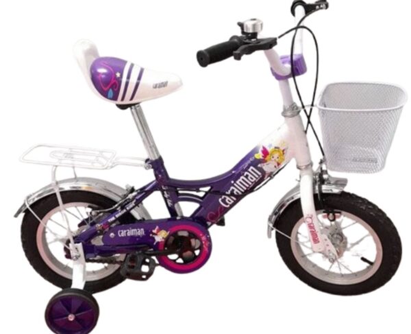Bicicleta Caraiman 12'' cu roti ajutatoare si cos Mov