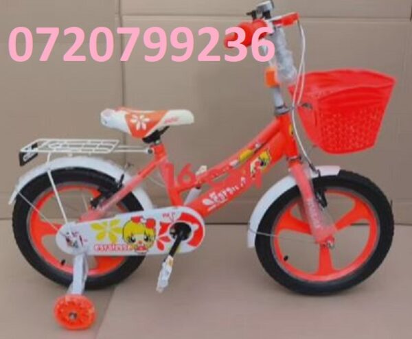 Bicicleta 3 spite 16'' cu roti ajutatoare si cos Portocaliu