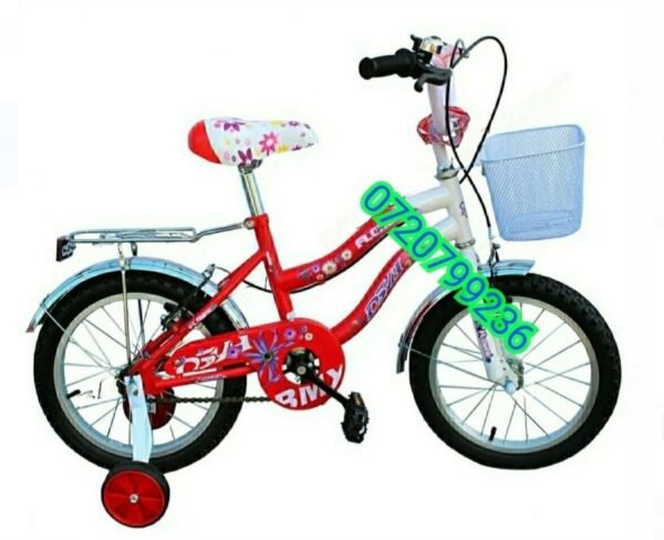 Bicicleta 16'' cu roti ajutatoare si cos Rosu