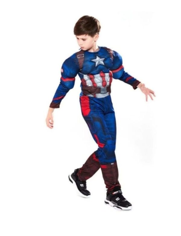 Costum Capitan America cu muschi 2-8 ani