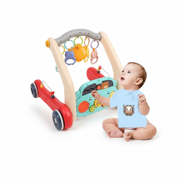Antemergator 2 in 1 pentru Bebelusi, Centru de Activitati Interactive, Jucarii Suspendate si Panou Muzical