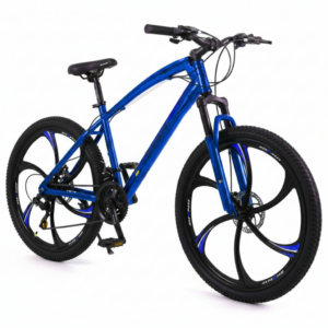 Bicicletă Mountain Bike Albastră cu Jante Magneziu 3 Spițe, Frâne pe Disc și Suspensie