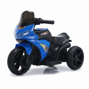 Motocicletă Electrică pentru Copii 2-3ani, Design Sportiv cu 3 Roți, Albastru/Negru